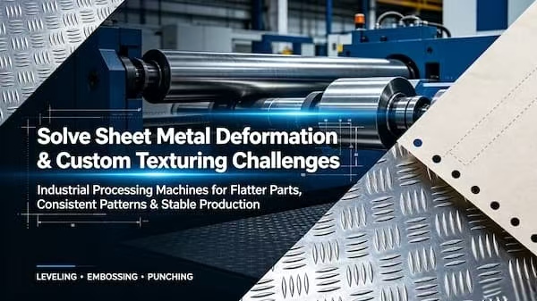 Risolvi le tue sfide di deformazione della lamiera e di texturizzazione personalizzata con le nostre macchine per la lavorazione industriale.